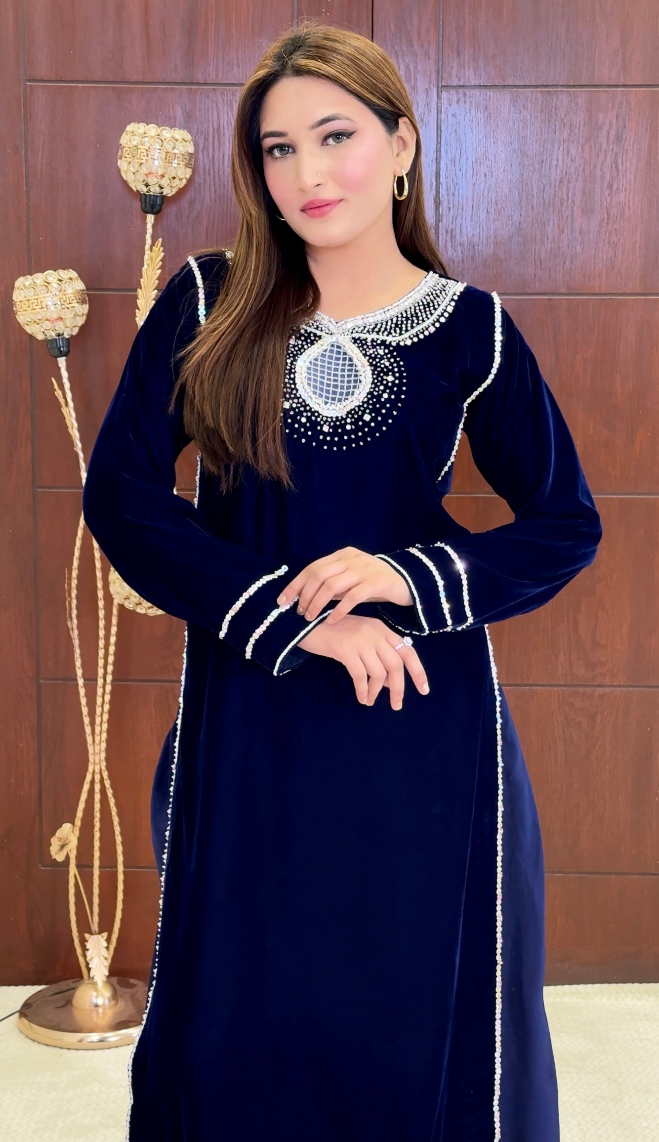 3 Piece - Embroidered Velvet Suit