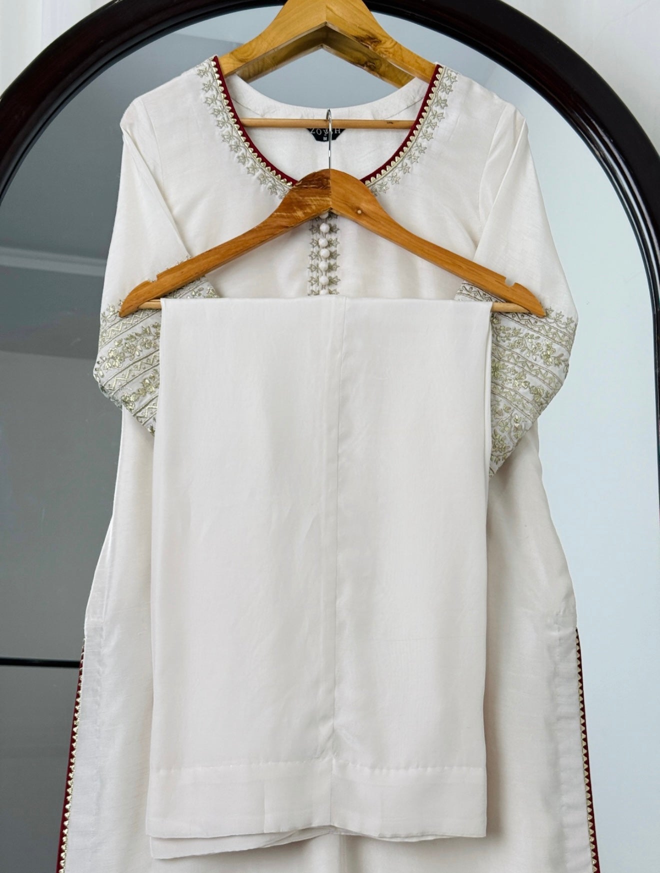 3 Piece - Embroidered Raw Silk Suit