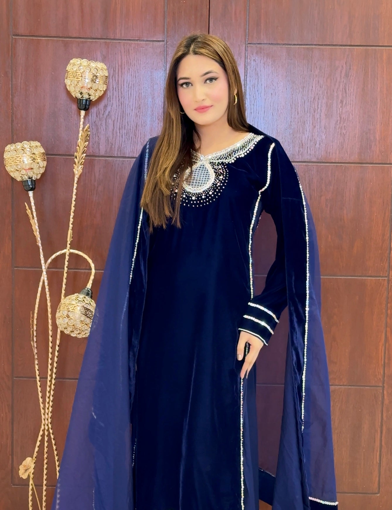 3 Piece - Embroidered Velvet Suit