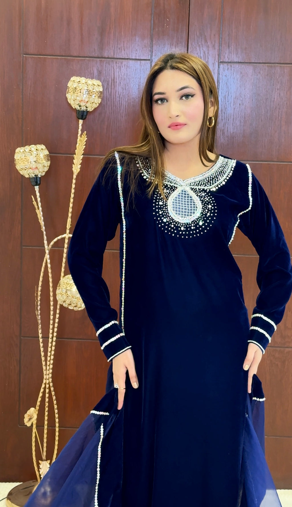 3 Piece - Embroidered Velvet Suit