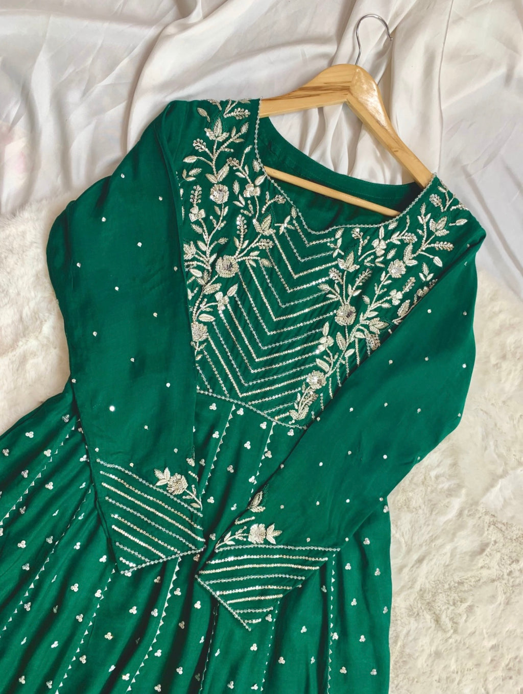 2 Piece - Embroidered Russian Silk Frock