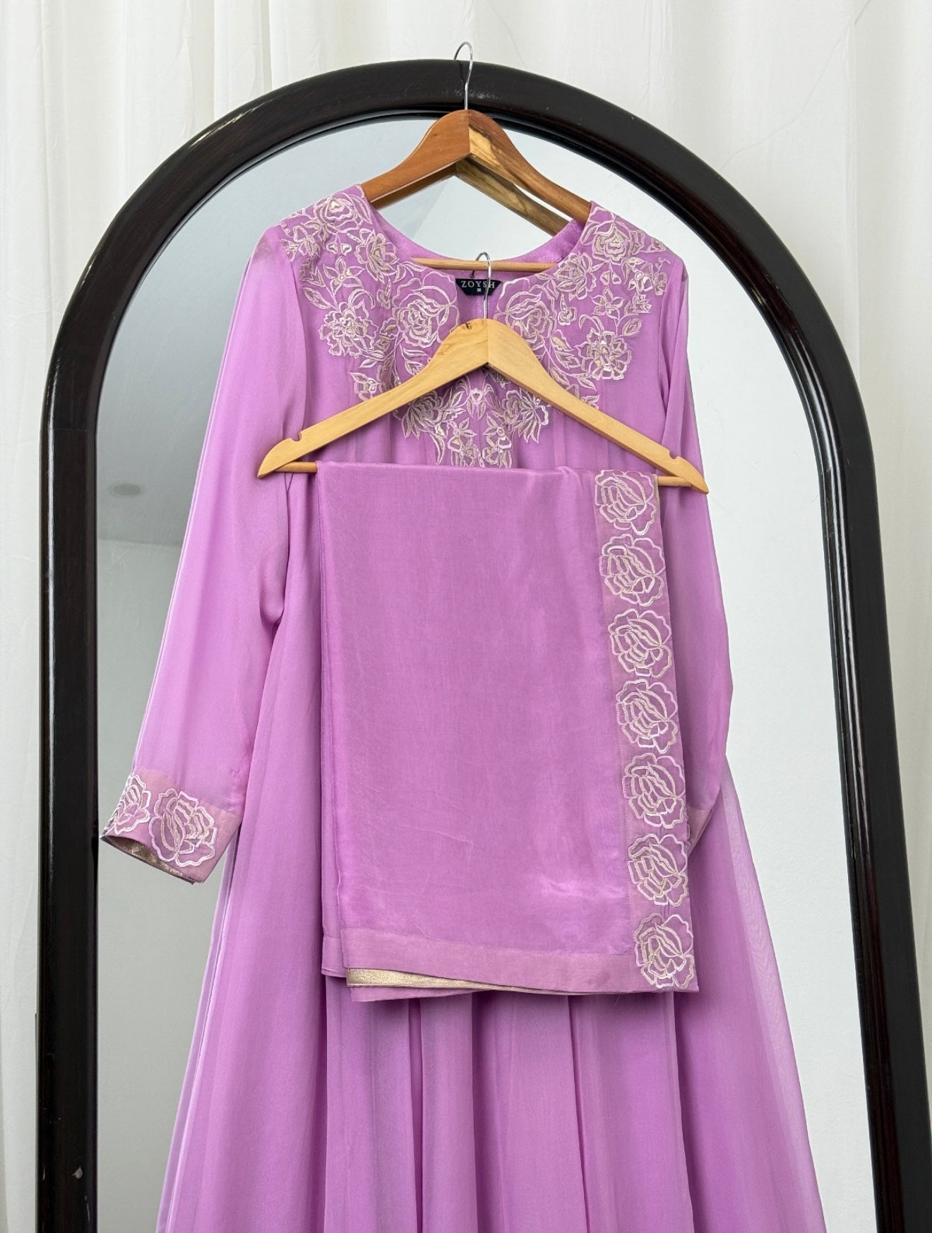 2 Piece - Embroidered Chiffon Frock