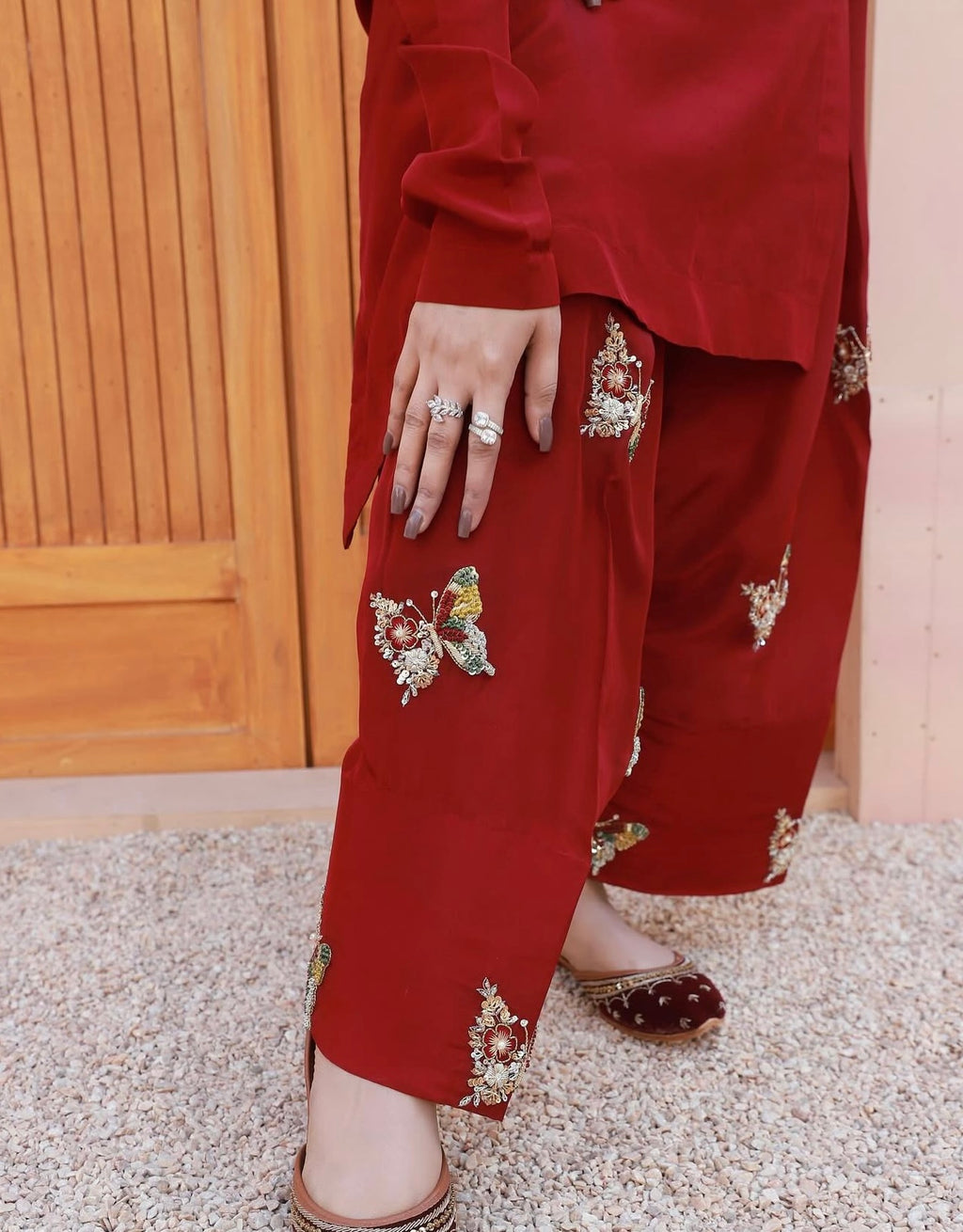 2 Piece - Embroidered Russian Silk Suit