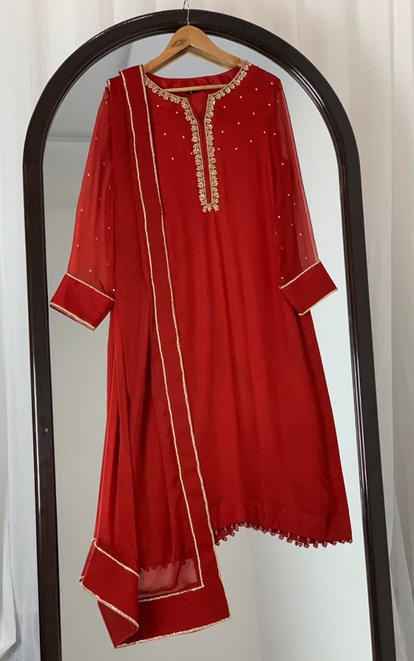 3 Piece - Embroidered Chiffon Silk Suit