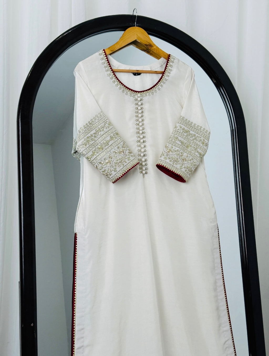 3 Piece - Embroidered Raw Silk Suit