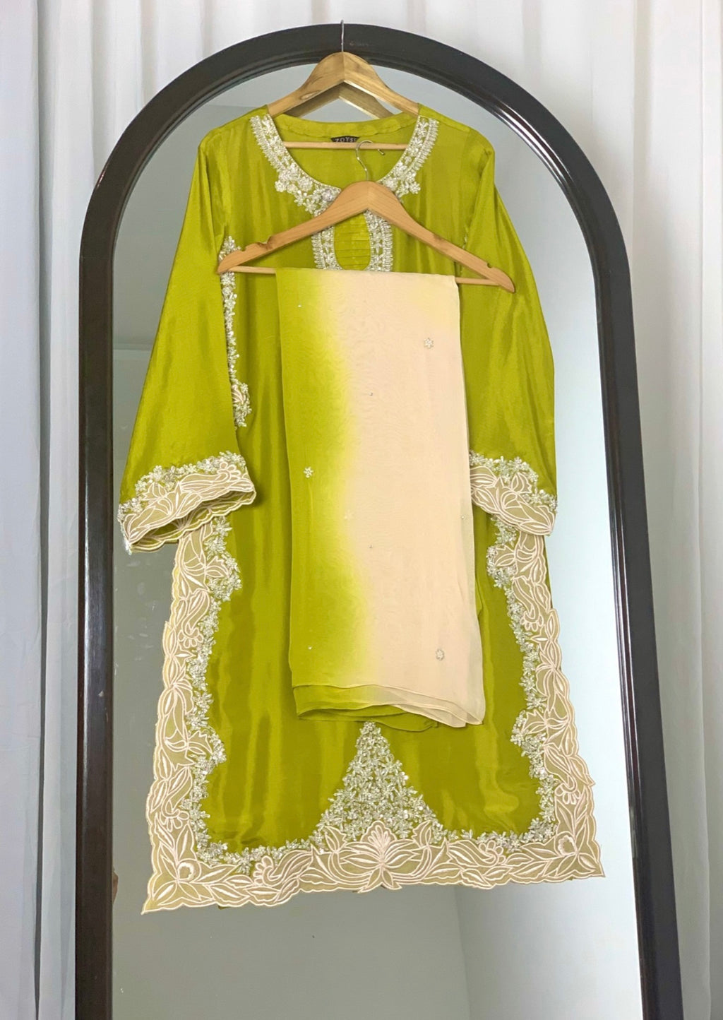 3 Piece - Embroidered Tussle Silk Suit