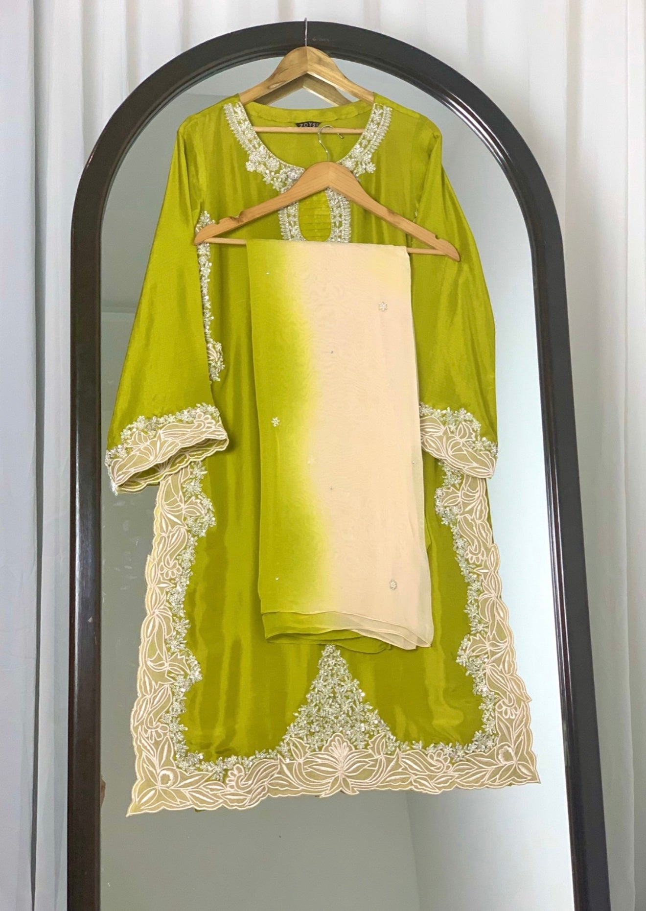 3 Piece - Embroidered Tussle Silk Suit