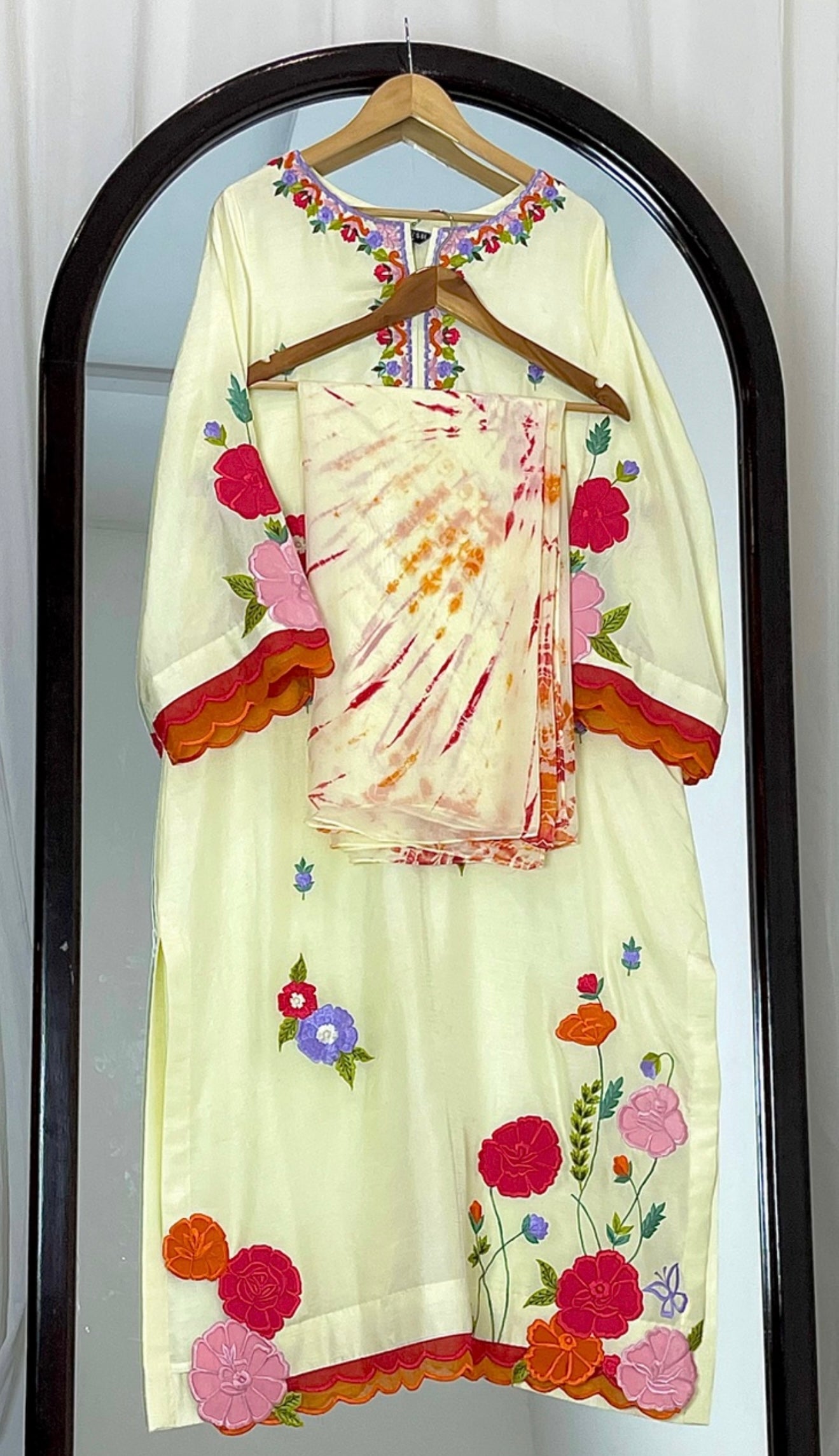 3 Piece - Embroidered Tussle Silk Suit