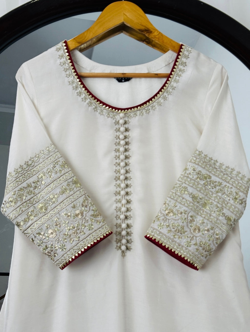 3 Piece - Embroidered Raw Silk Suit