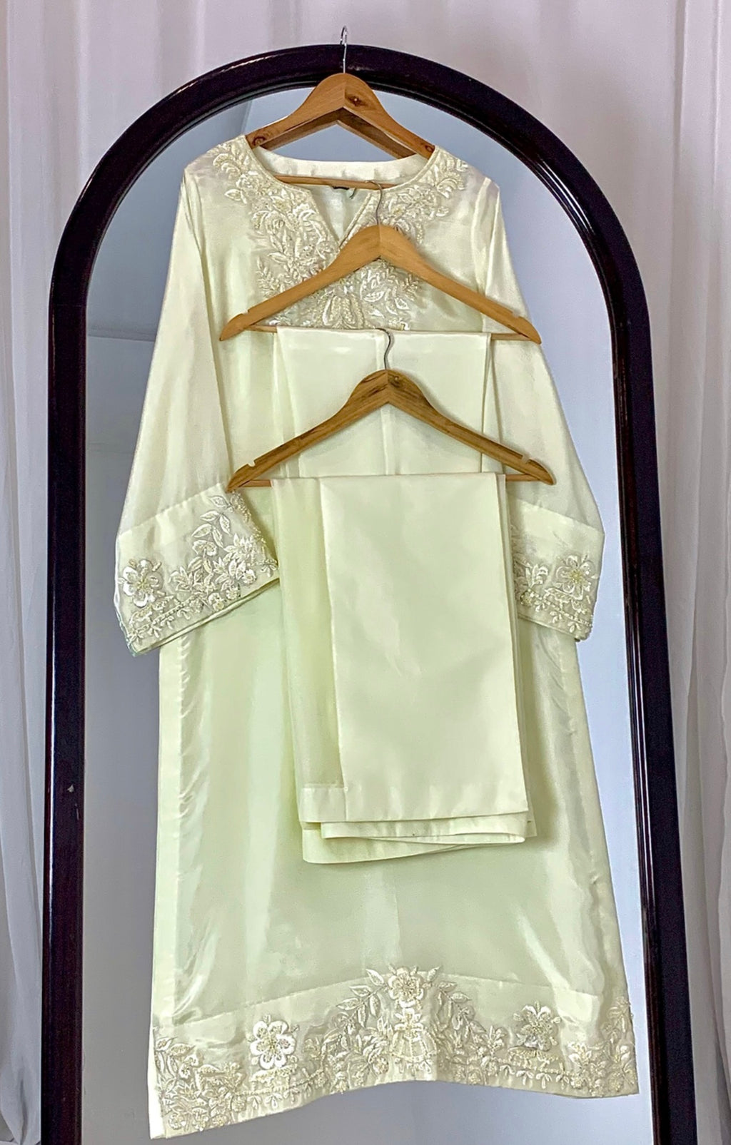 3 Piece - Embroidered Tussle Silk Suit