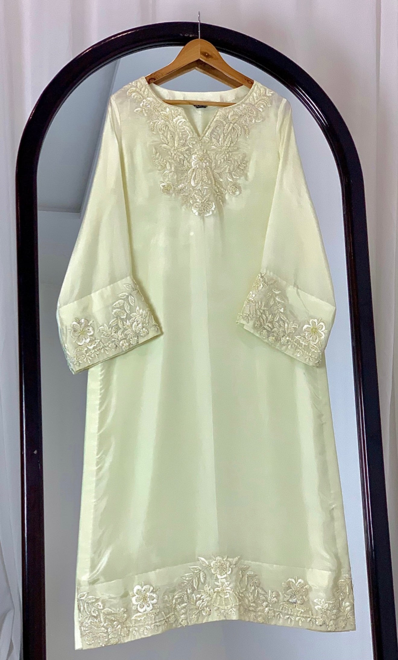 3 Piece - Embroidered Tussle Silk Suit