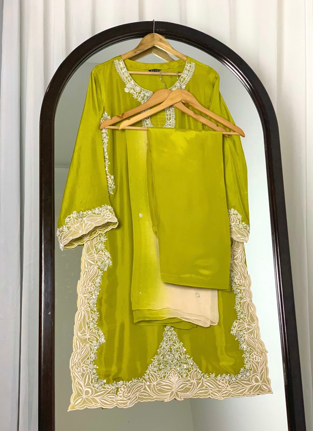 3 Piece - Embroidered Tussle Silk Suit