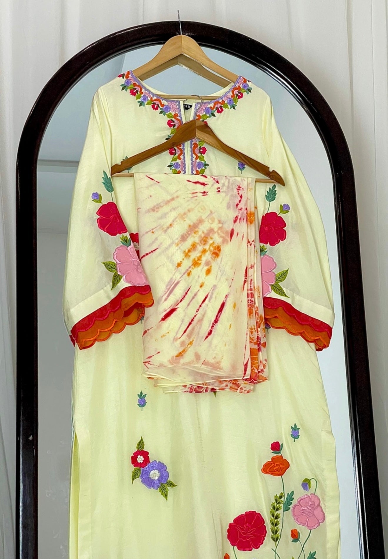 3 Piece - Embroidered Tussle Silk Suit