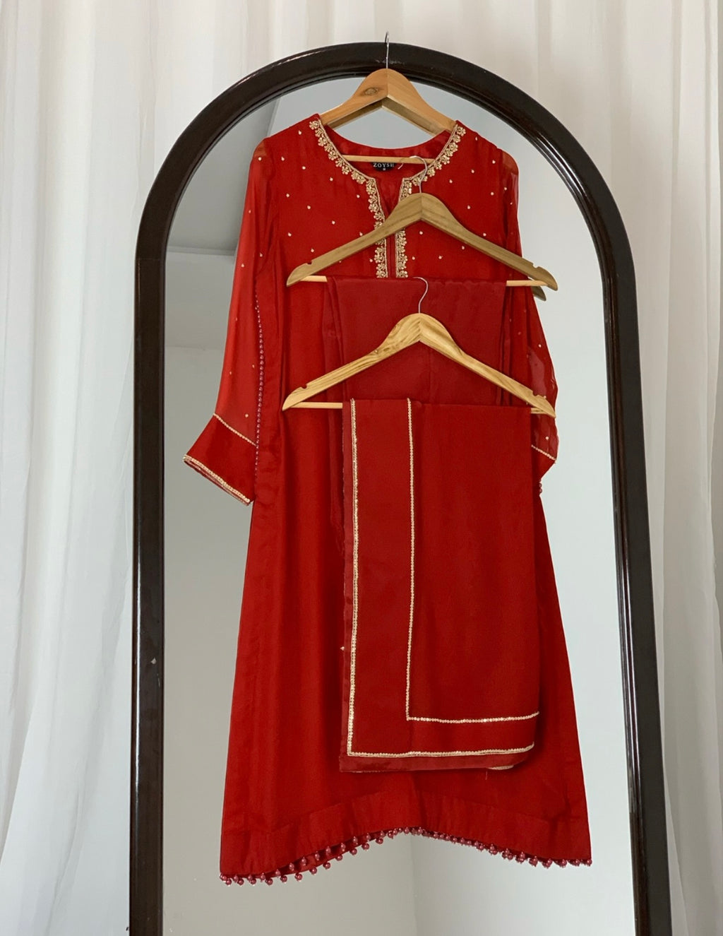 3 Piece - Embroidered Chiffon Silk Suit