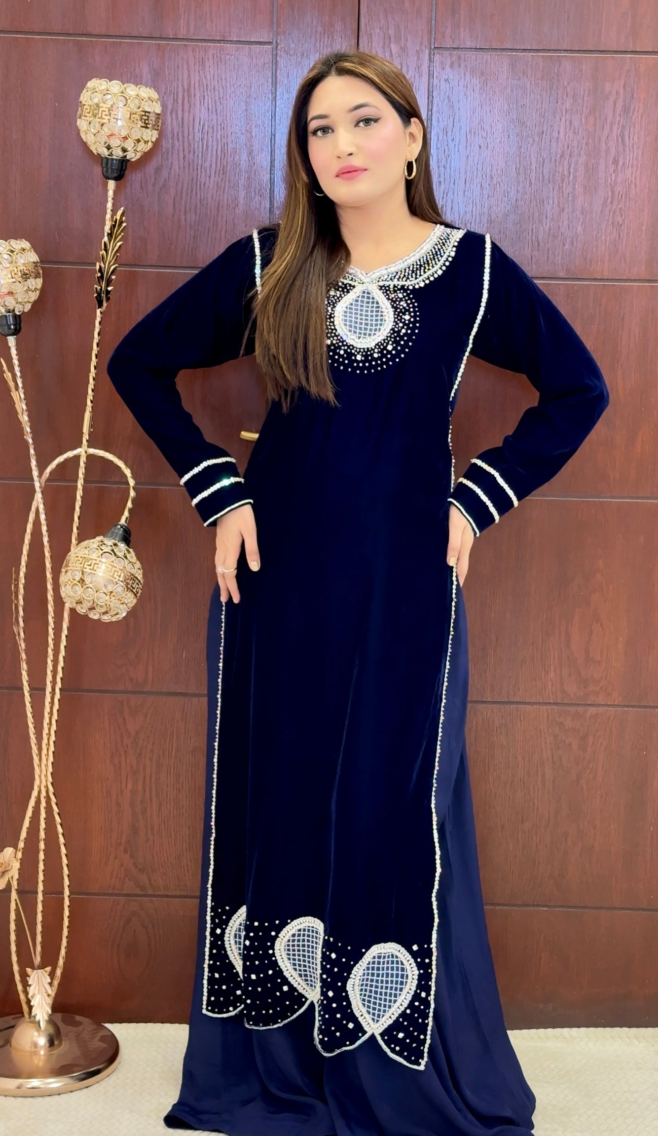 3 Piece - Embroidered Velvet Suit