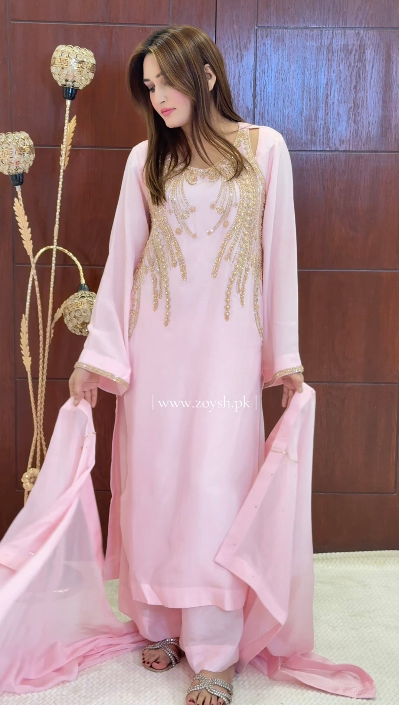 3 Piece - Embroidered Tussle Silk Suit