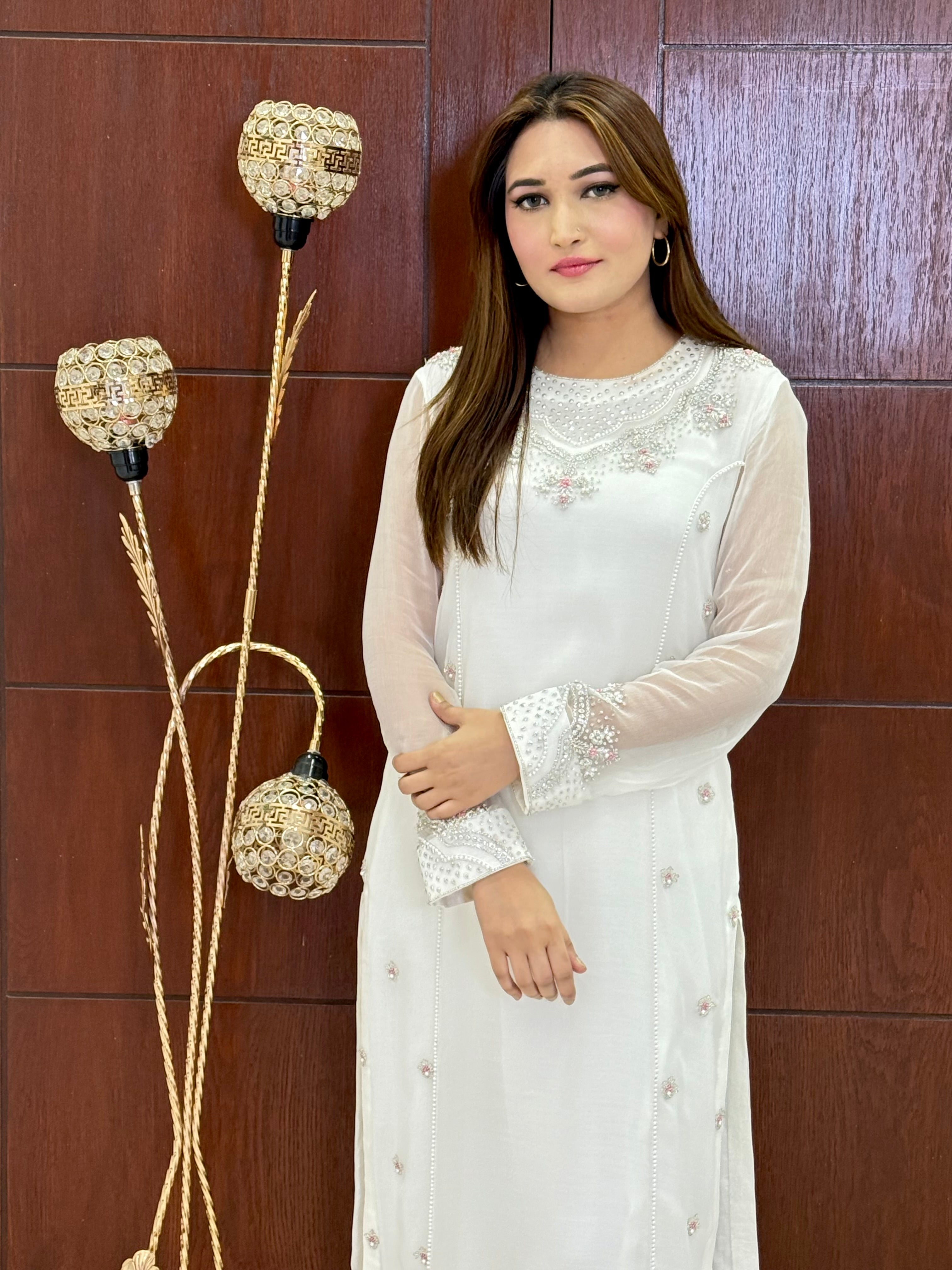 3 Piece - Embroidered Chiffon Suit