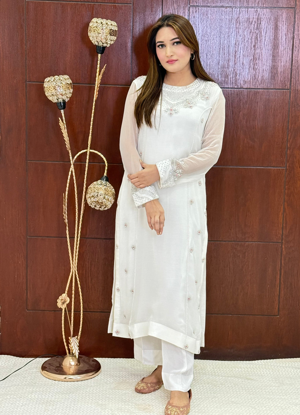 3 Piece - Embroidered Chiffon Suit