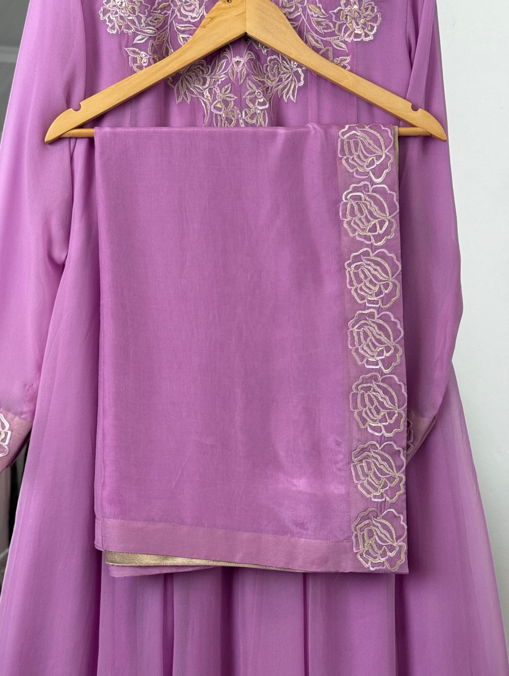 2 Piece - Embroidered Chiffon Frock