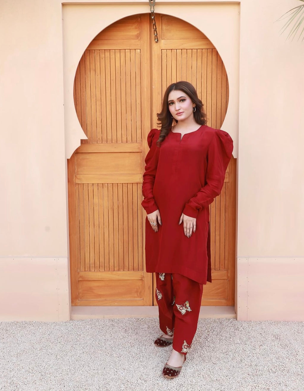 2 Piece - Embroidered Russian Silk Suit