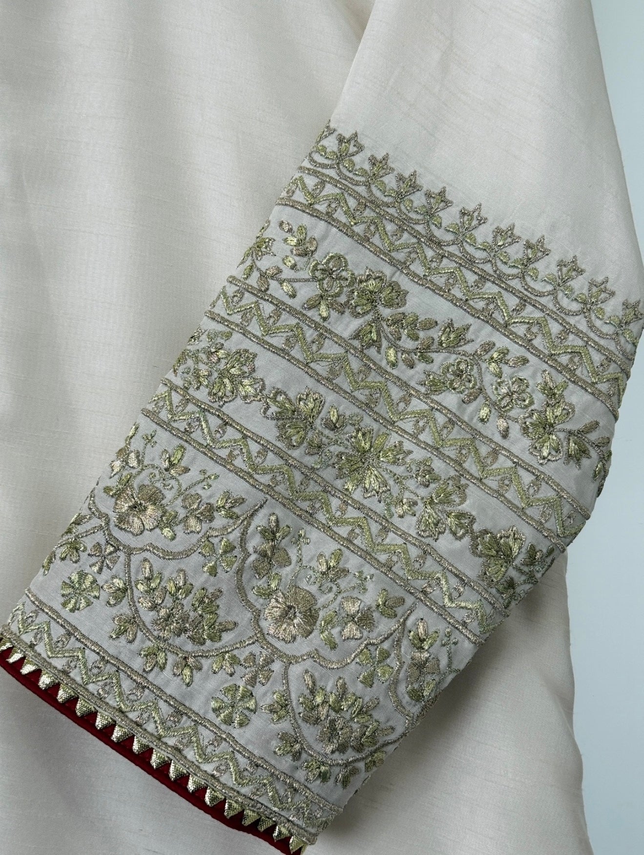 3 Piece - Embroidered Raw Silk Suit