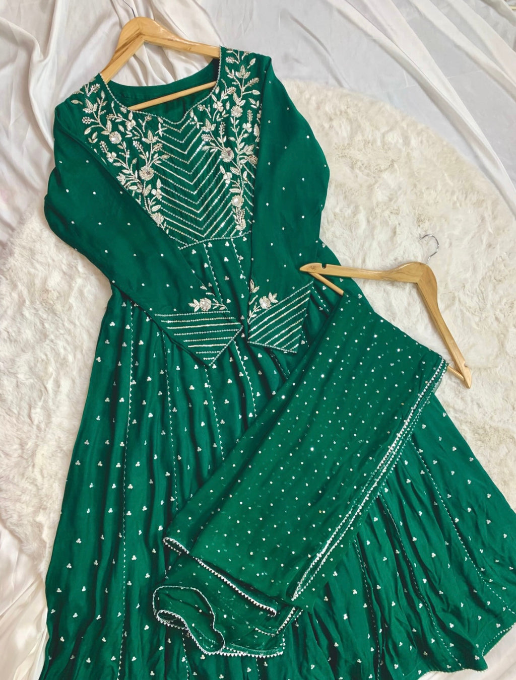 2 Piece - Embroidered Russian Silk Frock