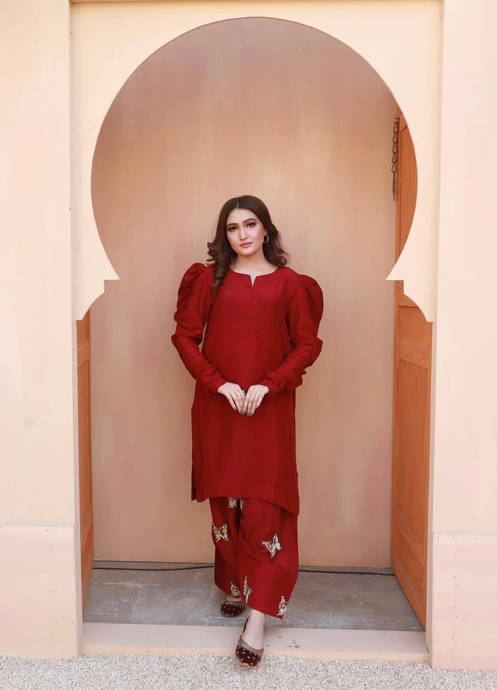 2 Piece - Embroidered Russian Silk Suit