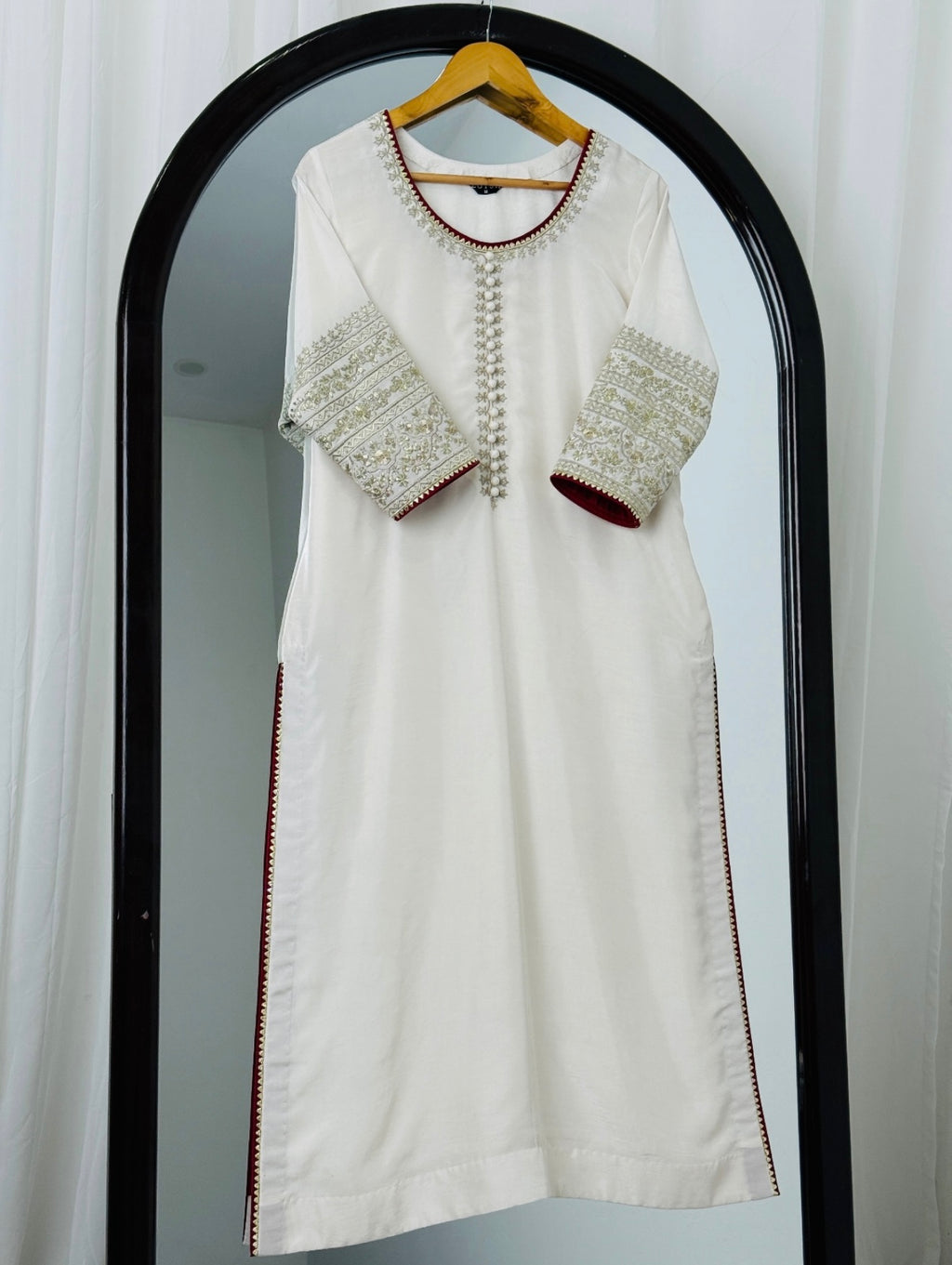 3 Piece - Embroidered Raw Silk Suit