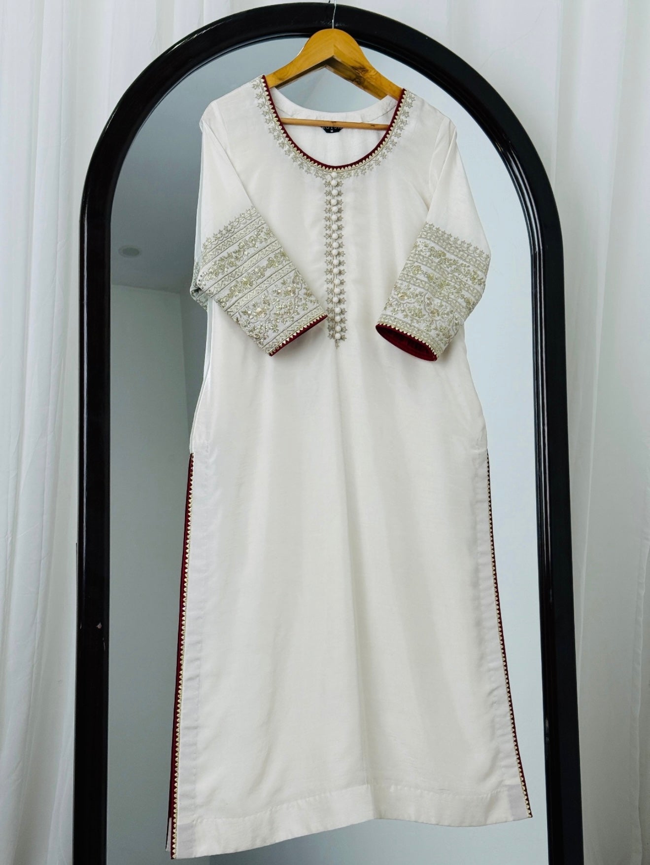 3 Piece - Embroidered Raw Silk Suit