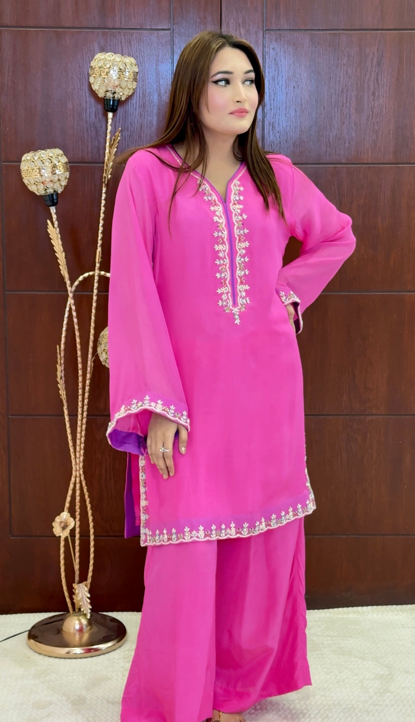 3 Piece - Embroidered Soft Silk Suit