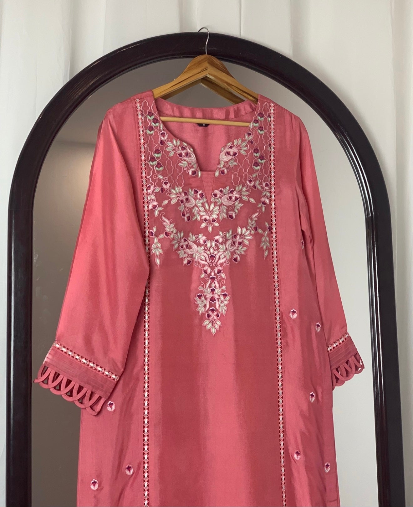 3 Piece - Embroidered Tussle Silk Suit
