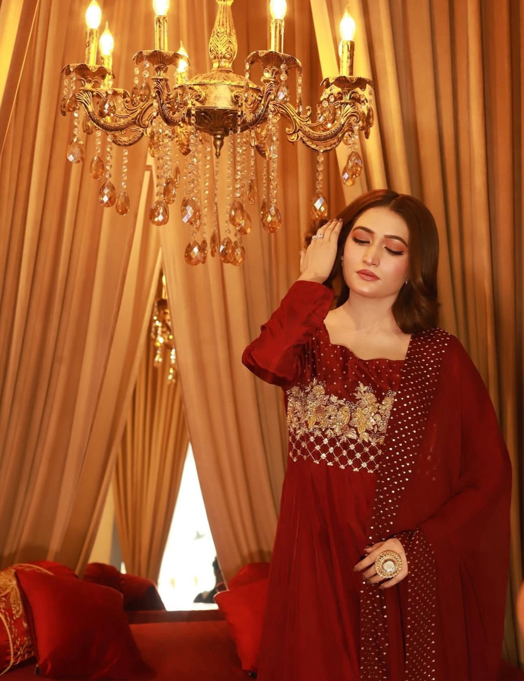 2 Piece - Embroidered Russian Silk Frock