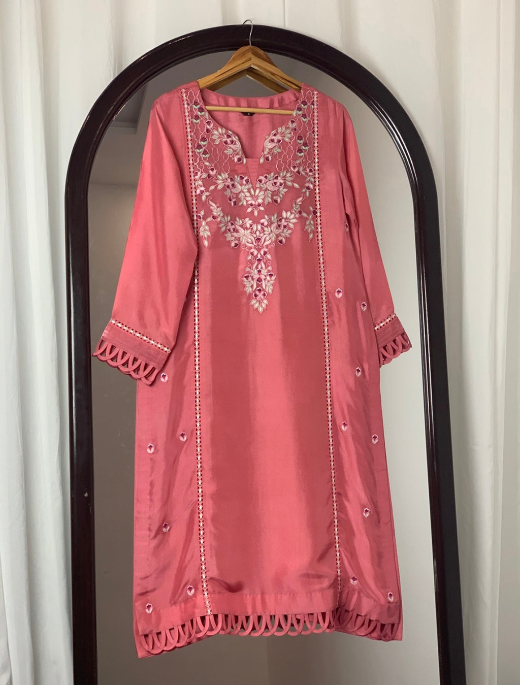 3 Piece - Embroidered Tussle Silk Suit