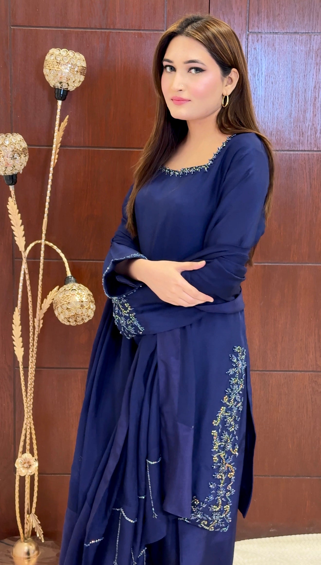 3 Piece - Embroidered Tussle Silk Suit