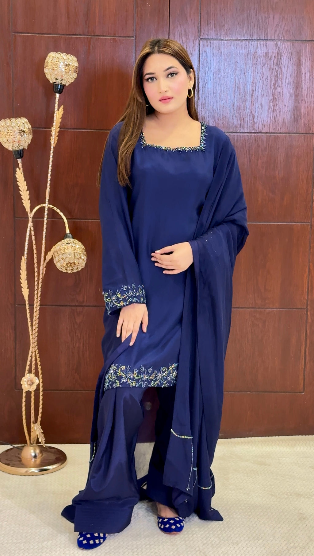 3 Piece - Embroidered Tussle Silk Suit