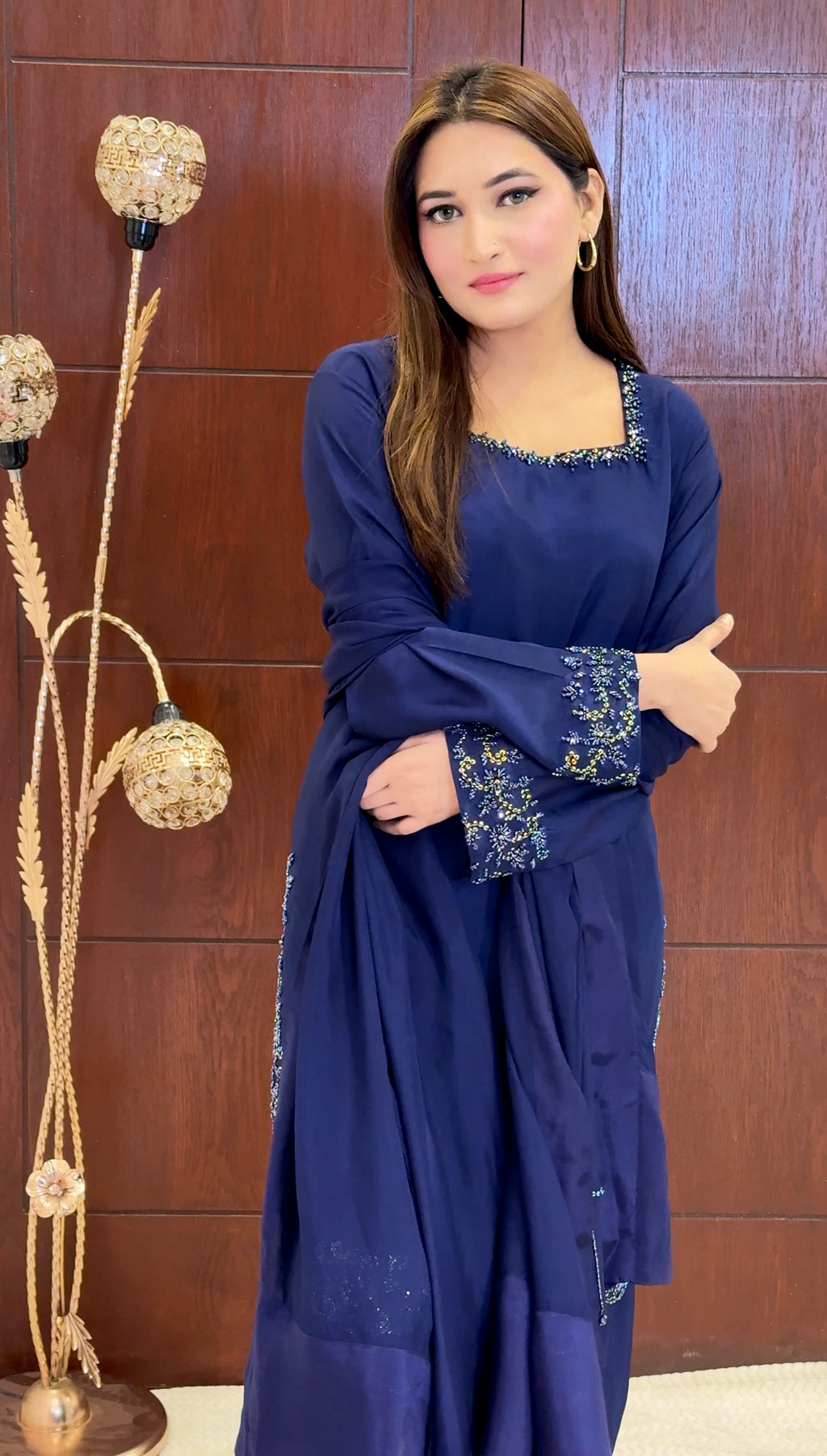 3 Piece - Embroidered Tussle Silk Suit