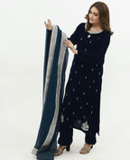 3pc-Velvet Embroidered suit ( ZVT-709 )