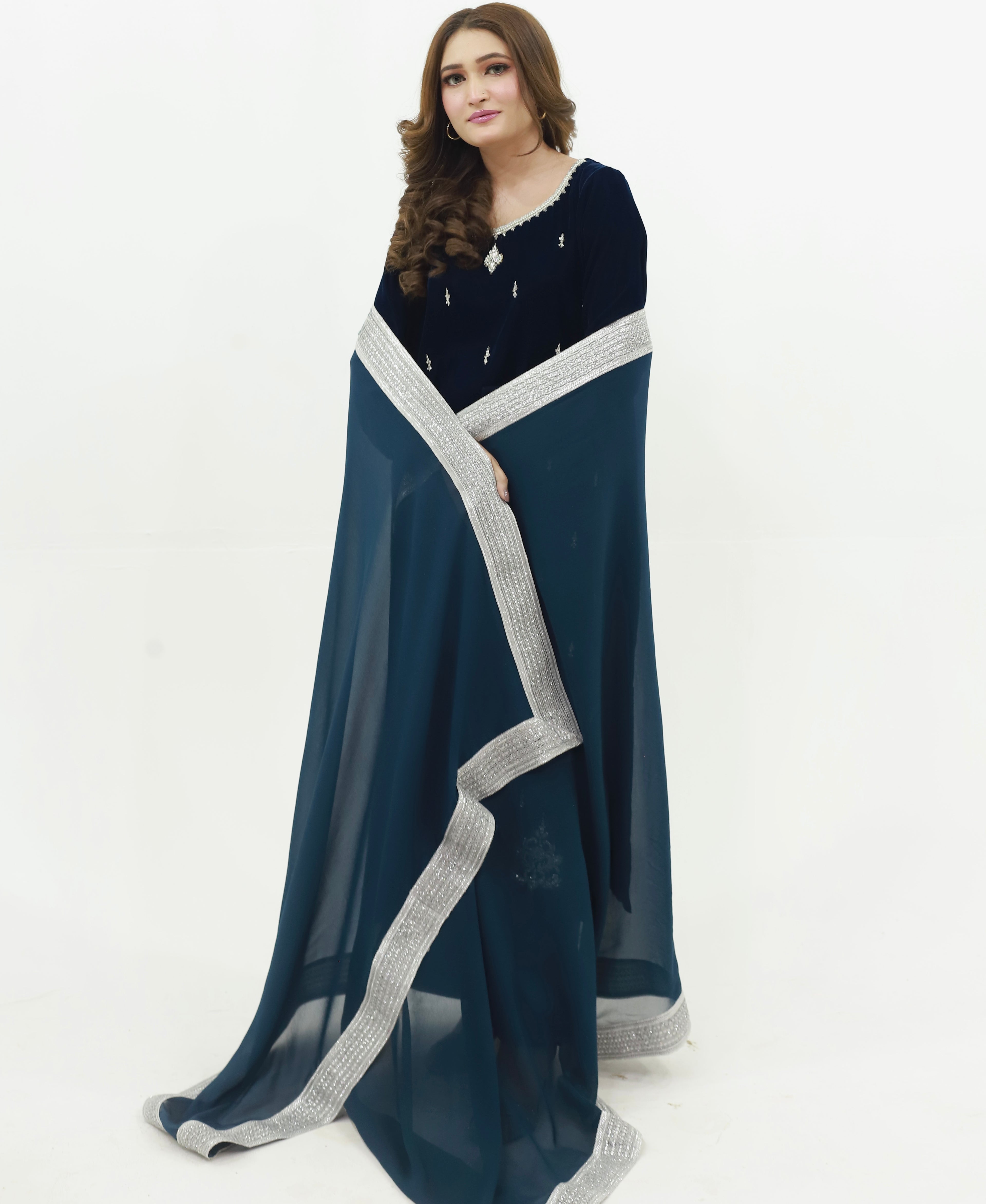 3pc-Velvet Embroidered suit ( ZVT-709 )