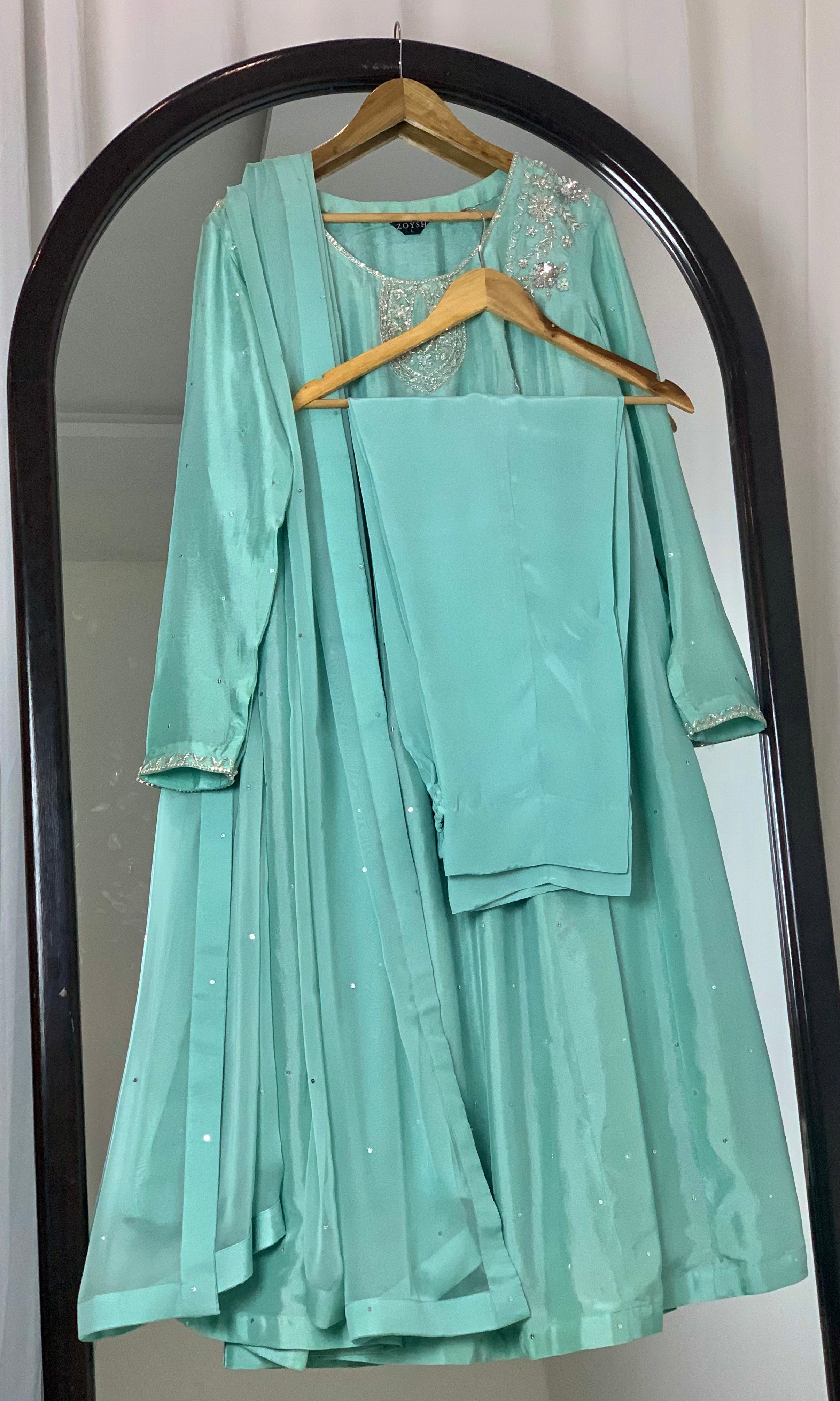 3pc-Silk Embroidered frock ( ZTS-727 )