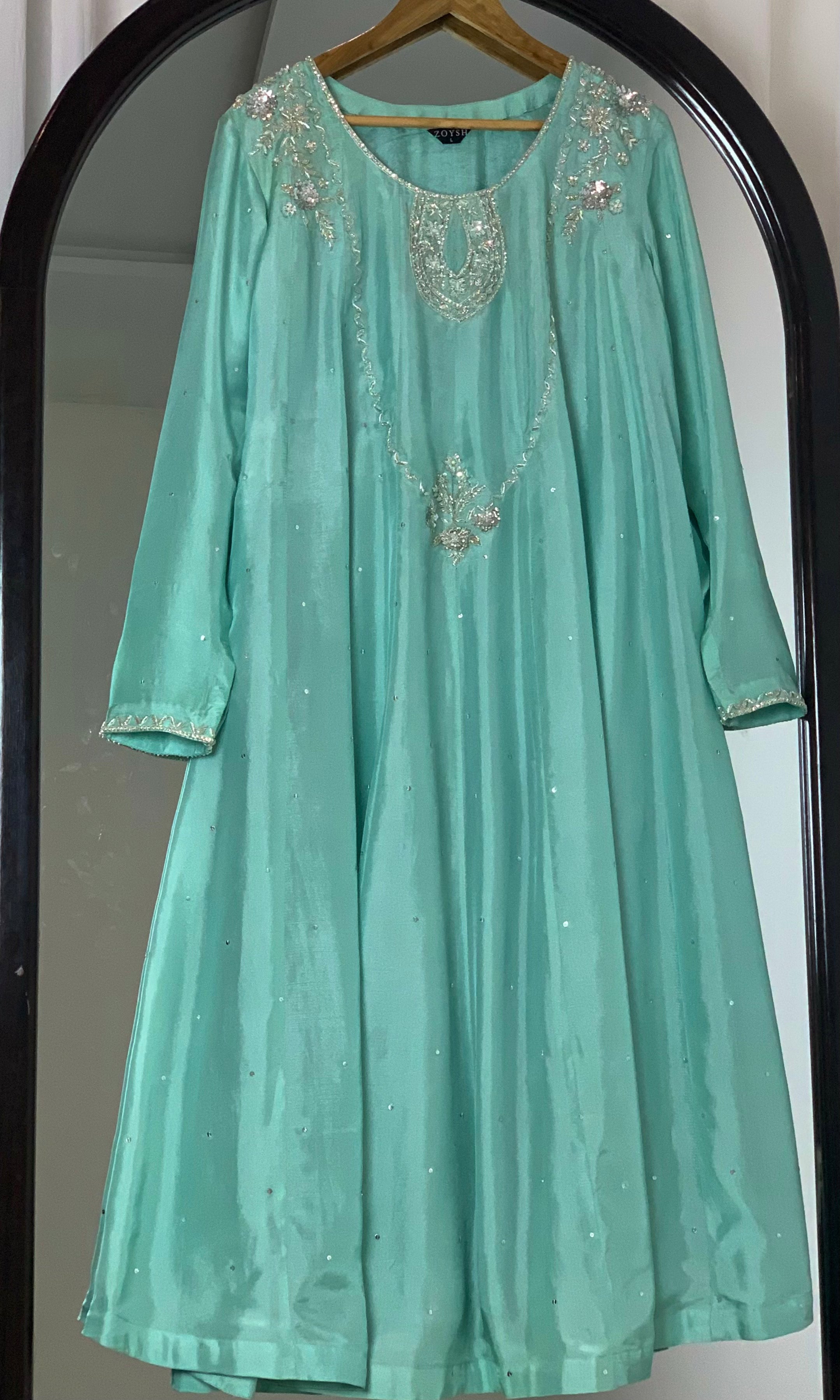 3pc-Silk Embroidered frock ( ZTS-727 )