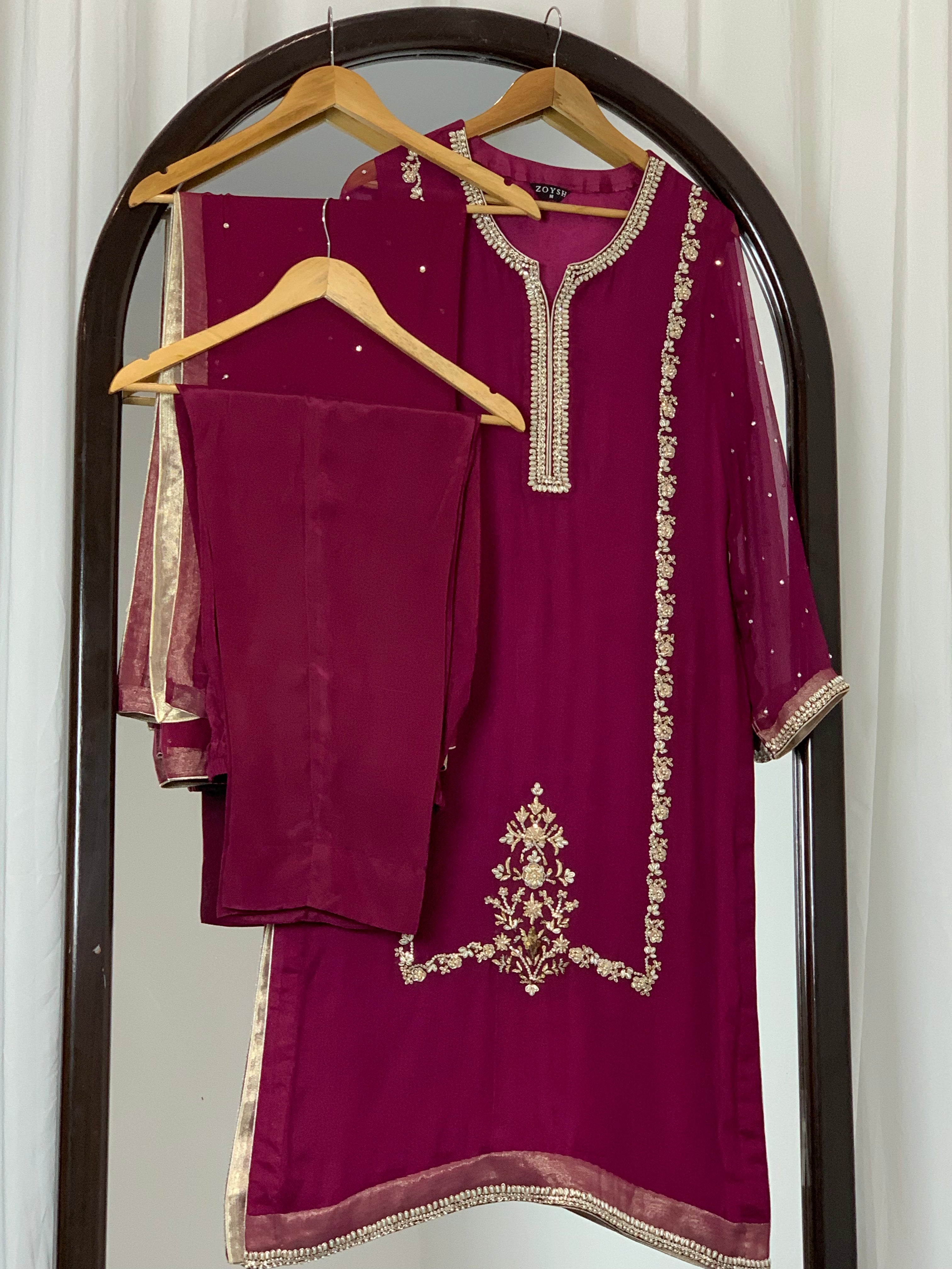 3pc Chiffon Embroidered suit ( ZC-731 )
