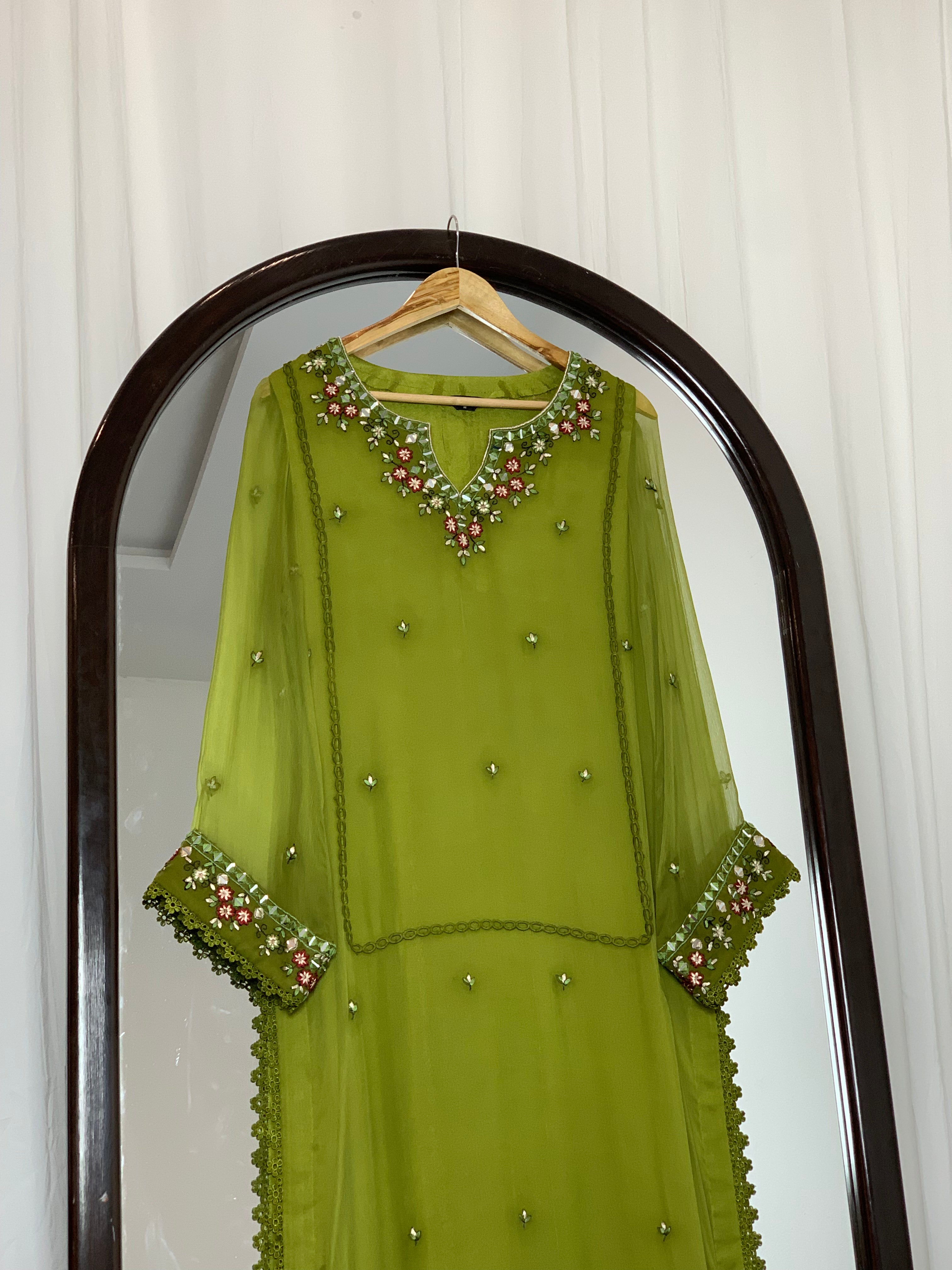 3 Piece - Embroidered Chiffon Suit