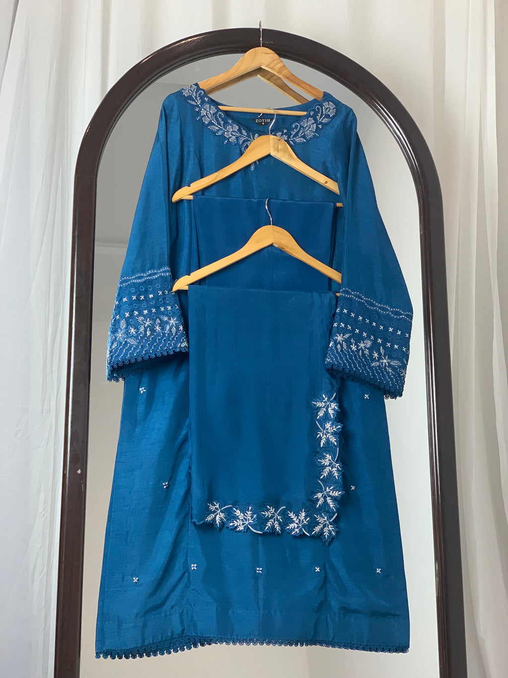 3 Piece - Embroidered Raw Silk Suit