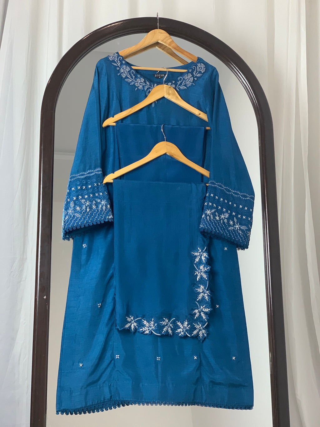 3 Piece - Embroidered Raw Silk Suit