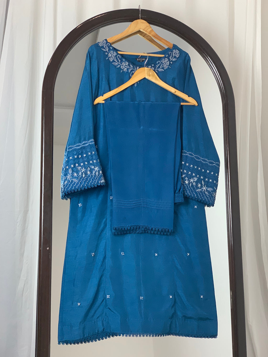 3 Piece - Embroidered Raw Silk Suit