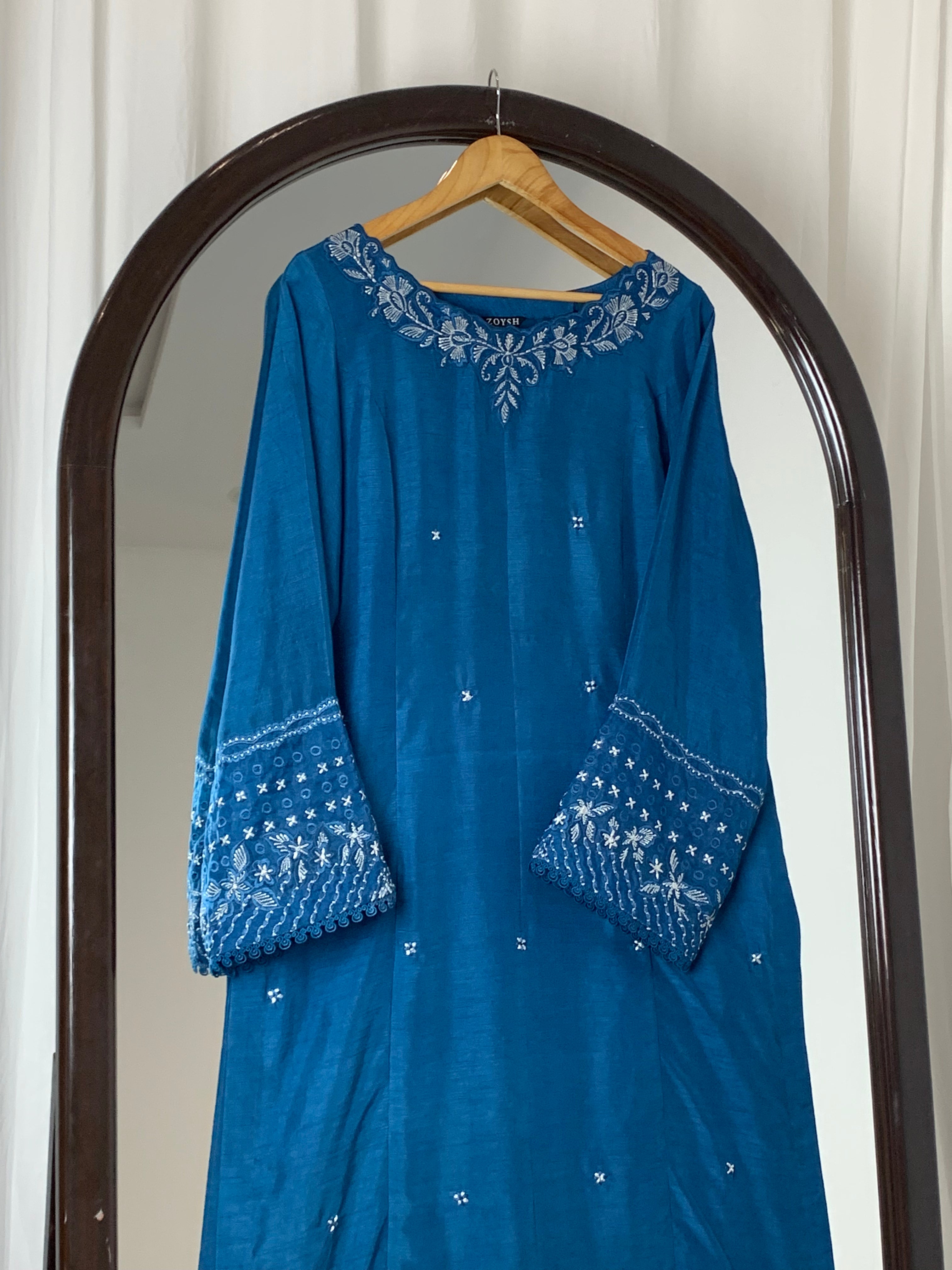 3 Piece - Embroidered Raw Silk Suit