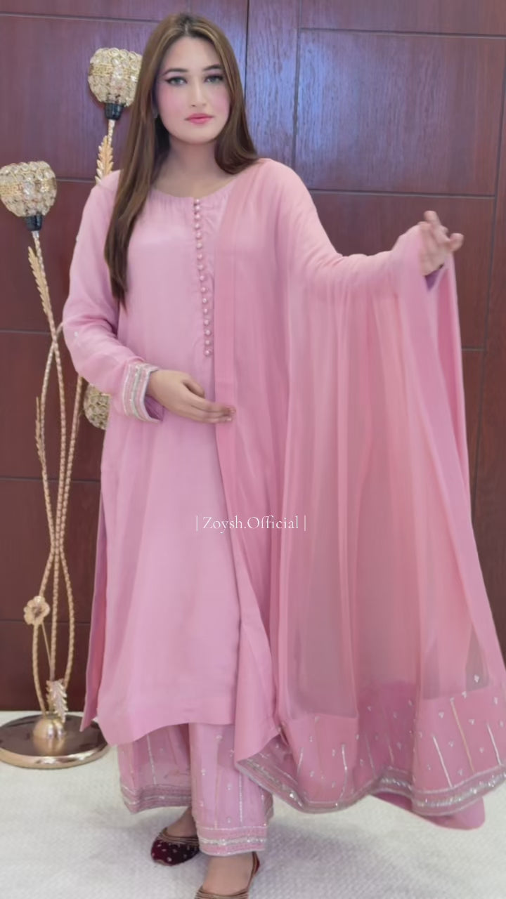 3 Piece - Embroidered Russian Silk Suit